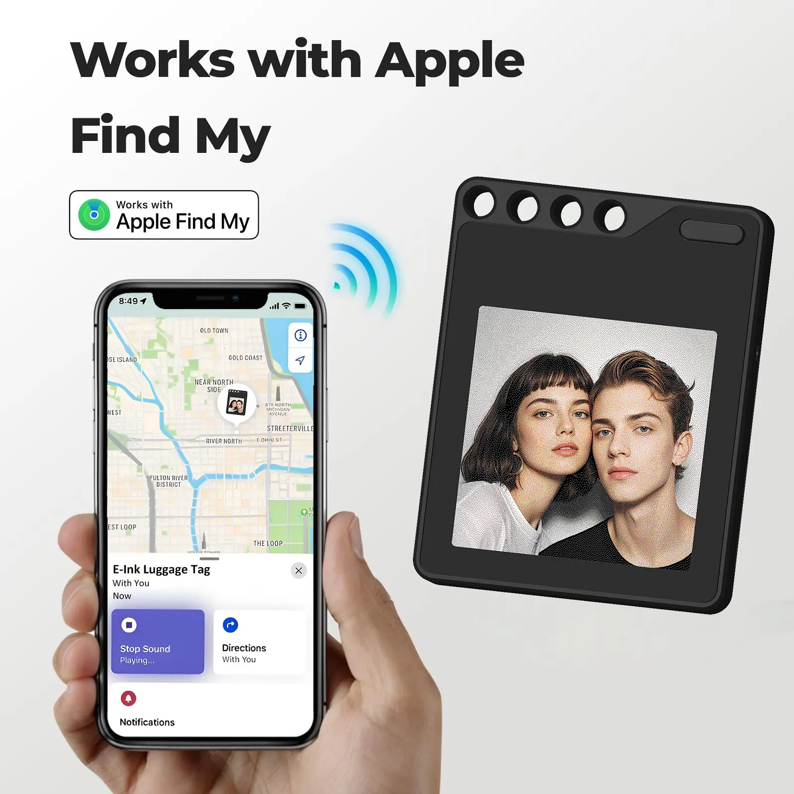 Metal E-Ink Smart Keychain, Find My Anti-Lost Tracker
