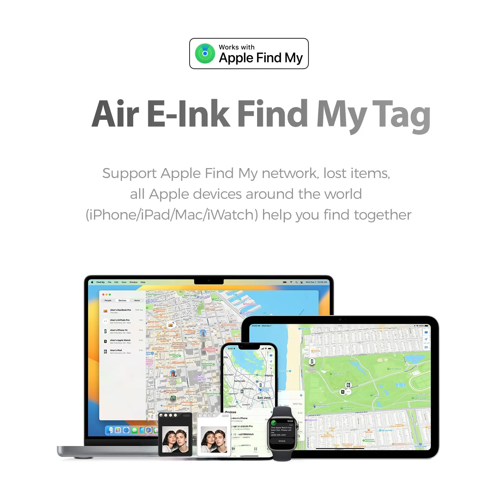 Find My Anti-Lost Metal E-Ink Smart Keychain