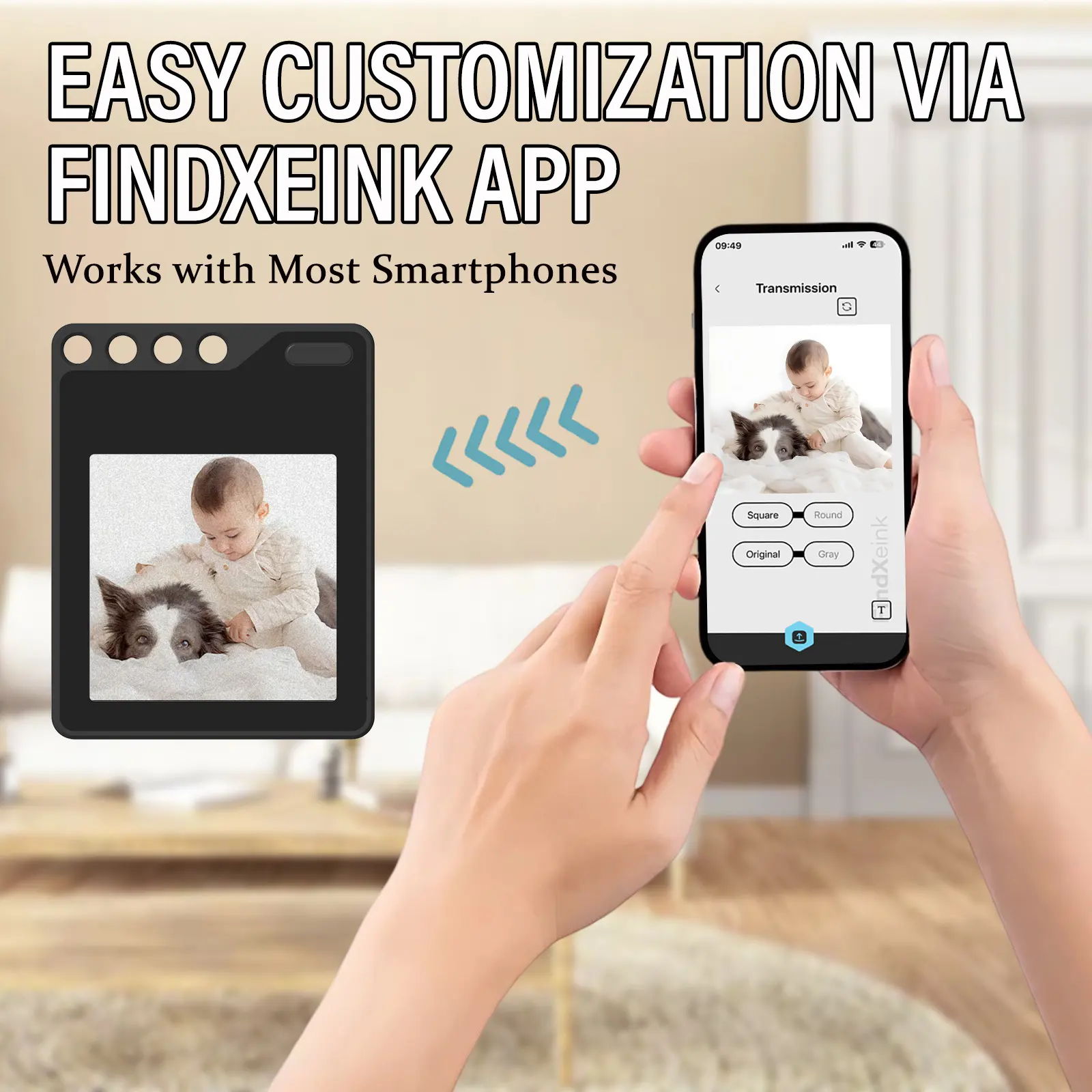 Metal E-Ink Smart Keychain with Wireless Screen Cast