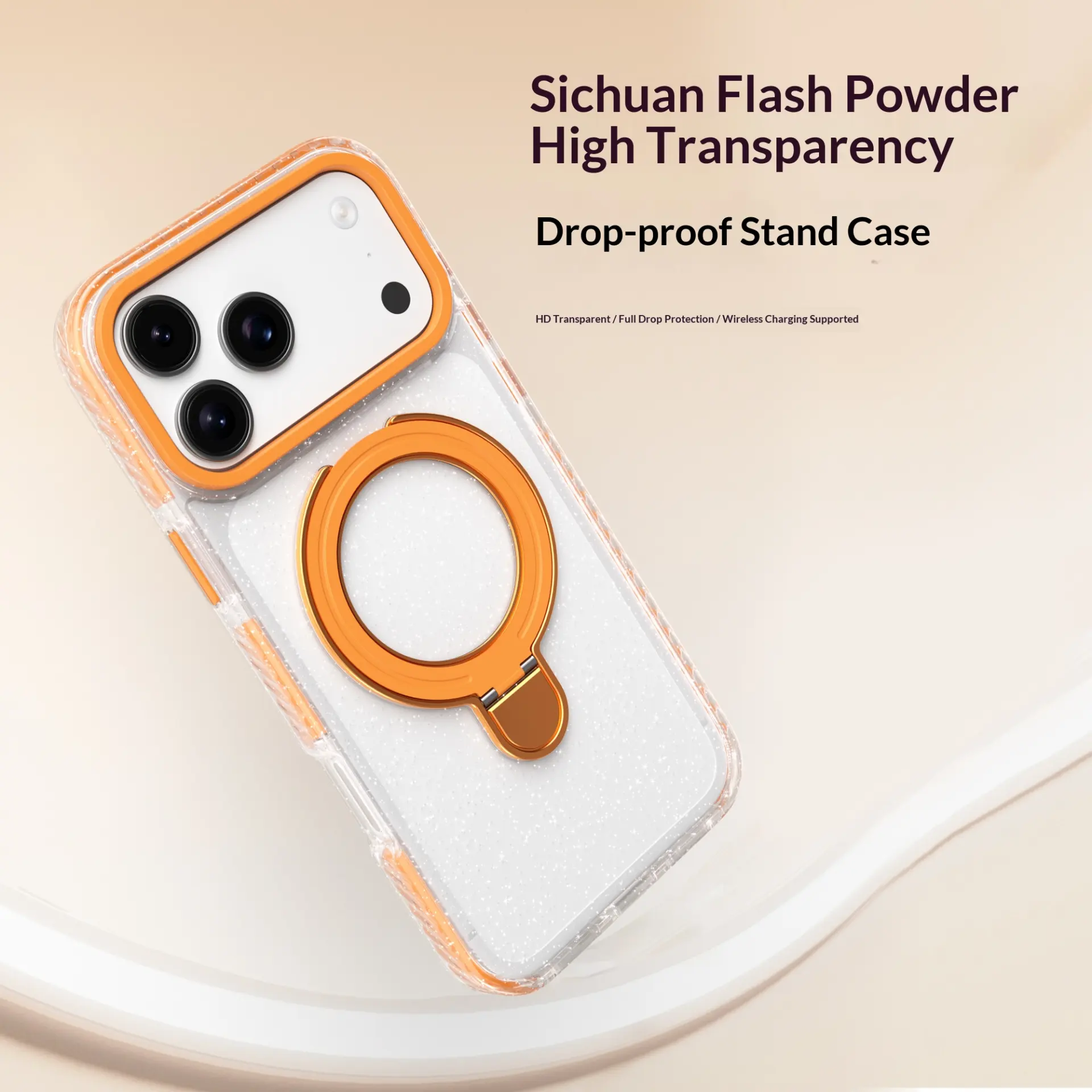 Glitter clear magnetic case with stand for iPhone 18.