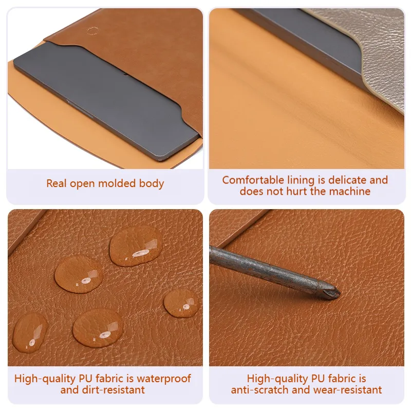 Waterproof PU leather laptop sleeve for MacBook Air.