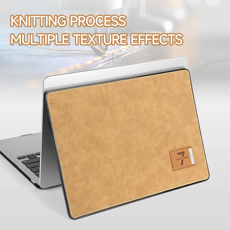 Brown leather textured hard shell case for MacBook.