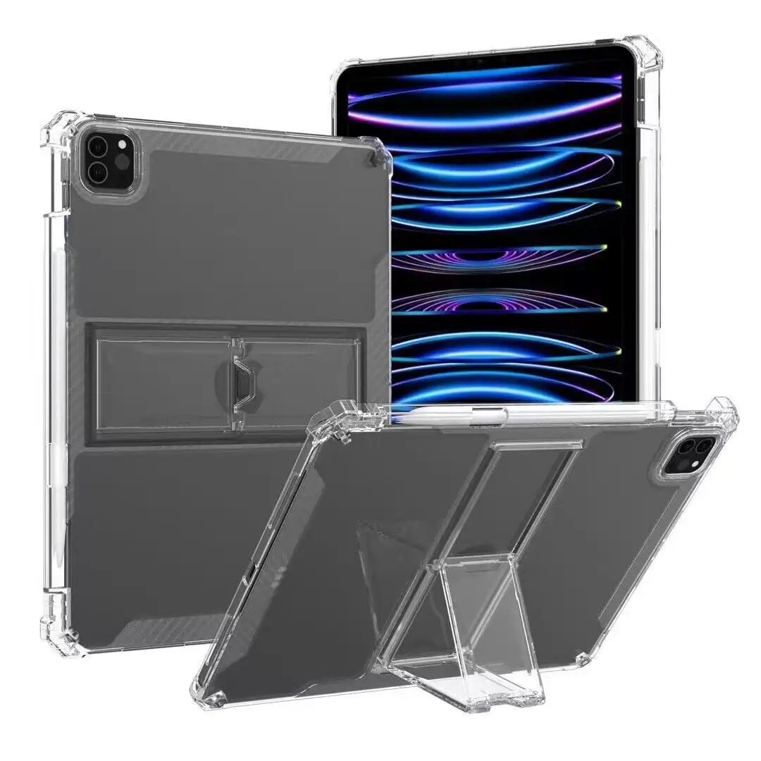 Clear hard shell case cover with stand for iPad.