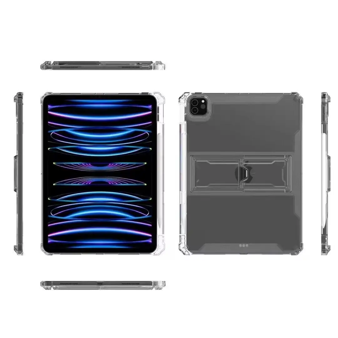 Clear iPad hard shell case all side view.